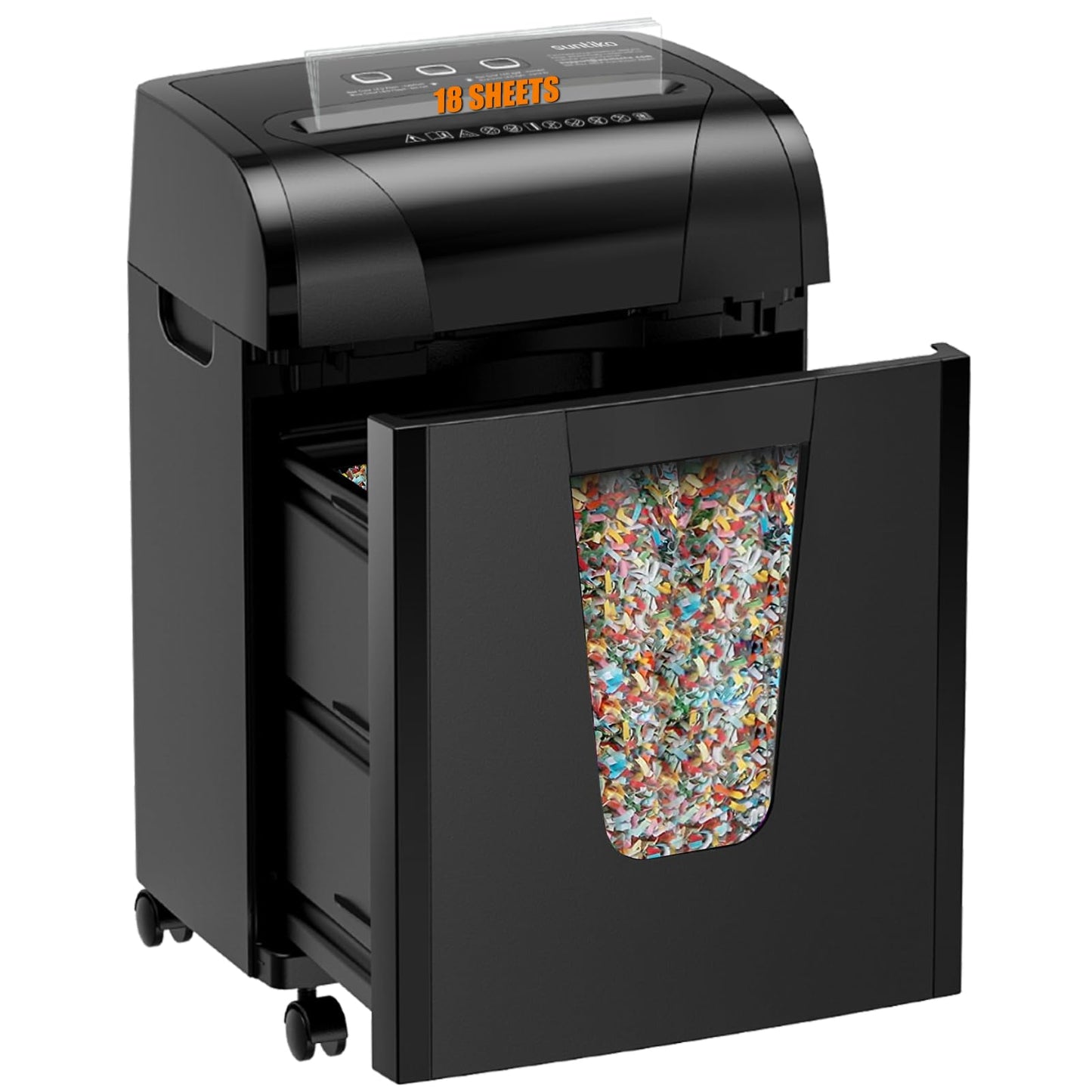 Suntiko Paper Shredder, 18-Sheet Cross Cut Level P-4, Shred Paper/Credit Card/CD, with Large Pull Out Bin?Insert Auto Jam Proof System Shredder