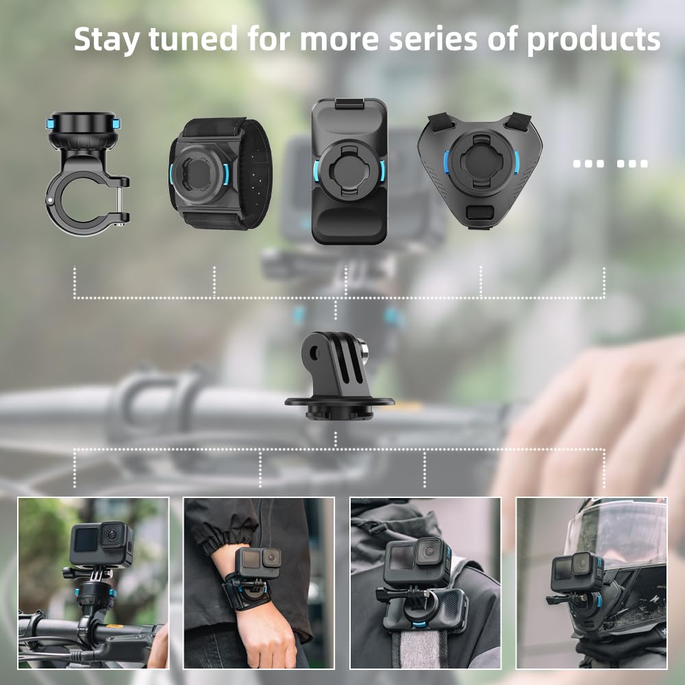 SUREWO Magnetic Quick Release Handlebar Bike Pole Mount, Motorcycle Handlebar Clamp Mount with Shock-Absorbing Base Compatible with Go Pro Hero