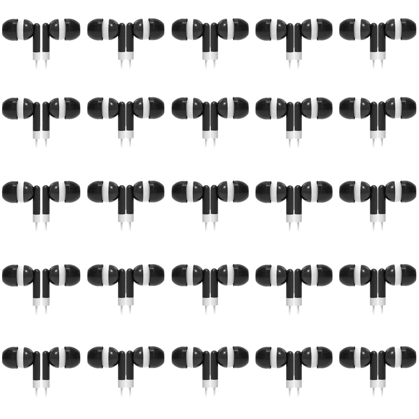 CN-Outlet Wholesale Bulk Earbuds Headphones 50 Pack for iPhone, Android, MP3 Player - Black