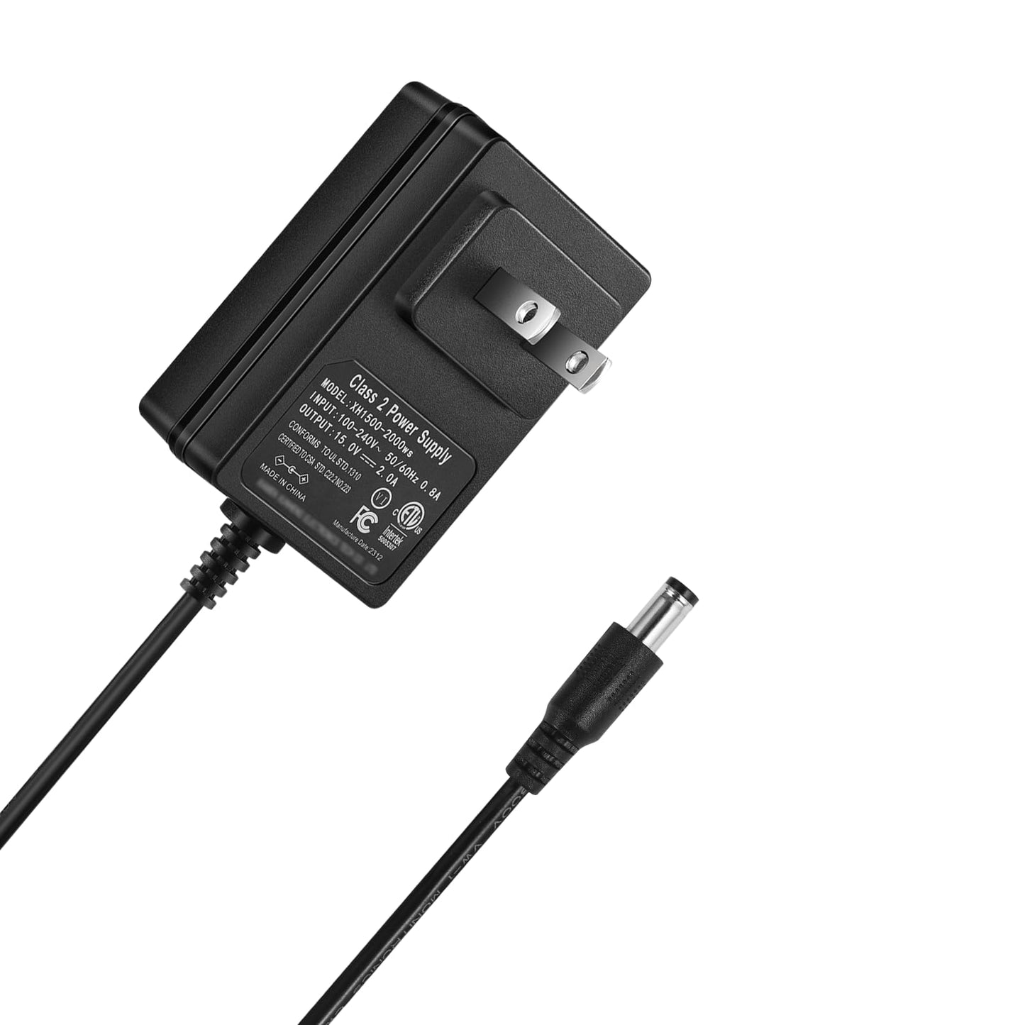 AC to DC 15V 2A Power Supply Adapter,15V Power Supply Replacement for Litter-Robot II 2 Bubble,Open Air Self Cleaning Litter Box Power Cord