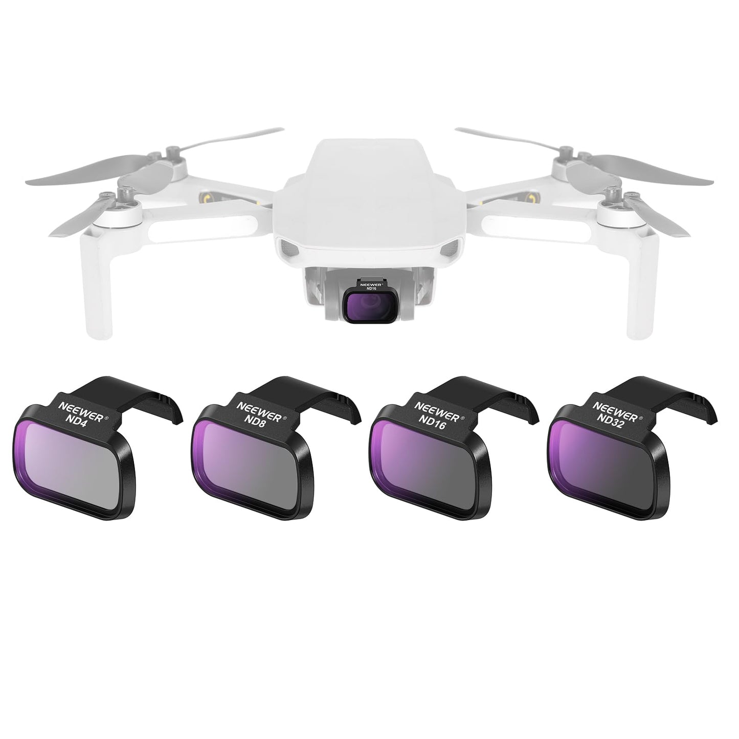 NEEWER ND Filter Set Compatible with DJI Mini 4K/2 SE/SE/2/Mavic Mini (4 Pack) ND4 + ND8 + ND16 + ND32 Snap On Multicoated HD Optical Glass Neutral