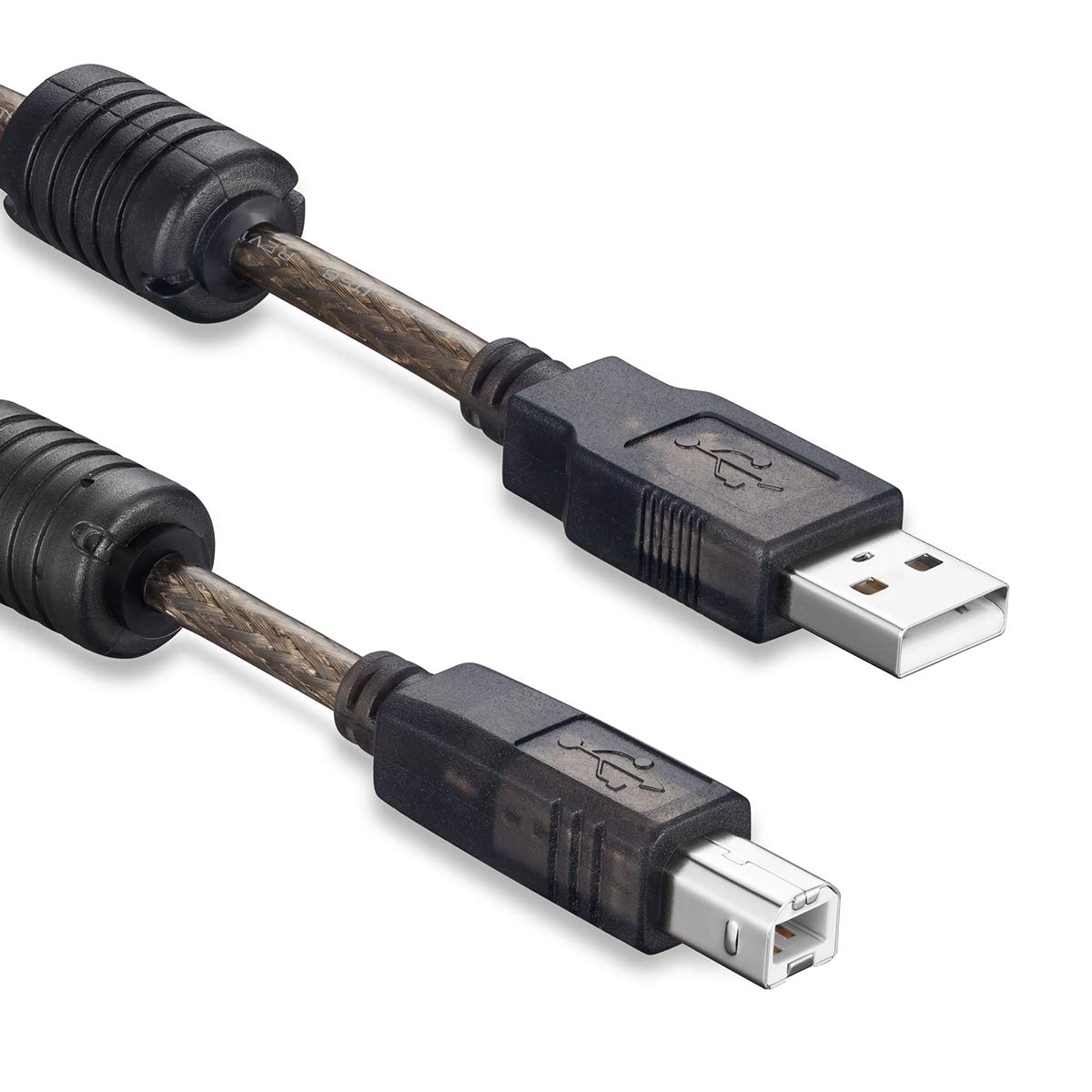Tan QY Active USB 2.0 Printer Cable 50Ft - A-Male to B-Male High Speed Printer/Scanner/Repeater Cable for HP, Canon, Lexmark, Dell, Samsung etc
