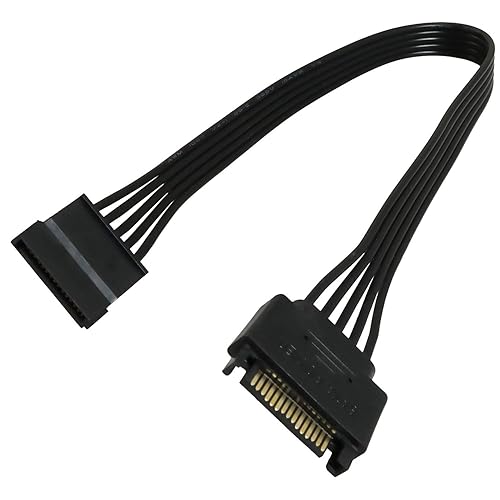 Longdex SATA Power Extension Cable 11.8Inch Black 15Pin SATA Male to Female Extender Cable Adapter for HDD Hard Drive