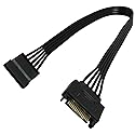 Longdex SATA Power Extension Cable 11.8Inch Black 15Pin SATA Male to Female Extender Cable Adapter for HDD Hard Drive