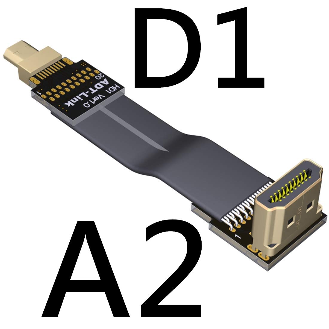 ADT-LINK FPV Cable for HDMI Micro Mini Flat Camera Connector 5cm-50cm Flexible Wire Line 18Gbps 4K@50/60 2160p for HDMI2.0 for FPV Camera (5cm,A2-D1)