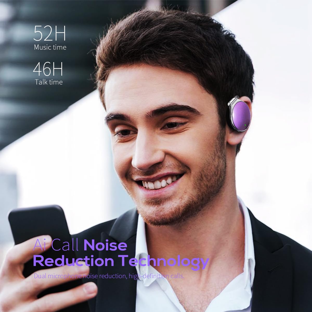 BEVCEFCC Open Ear Wireless Bluetooth 5.4 Earbuds with 52Hrs Playtime - Over Ear Clip Sport Headphones, Ear Hook Earbuds Built-in Mic, Clip…