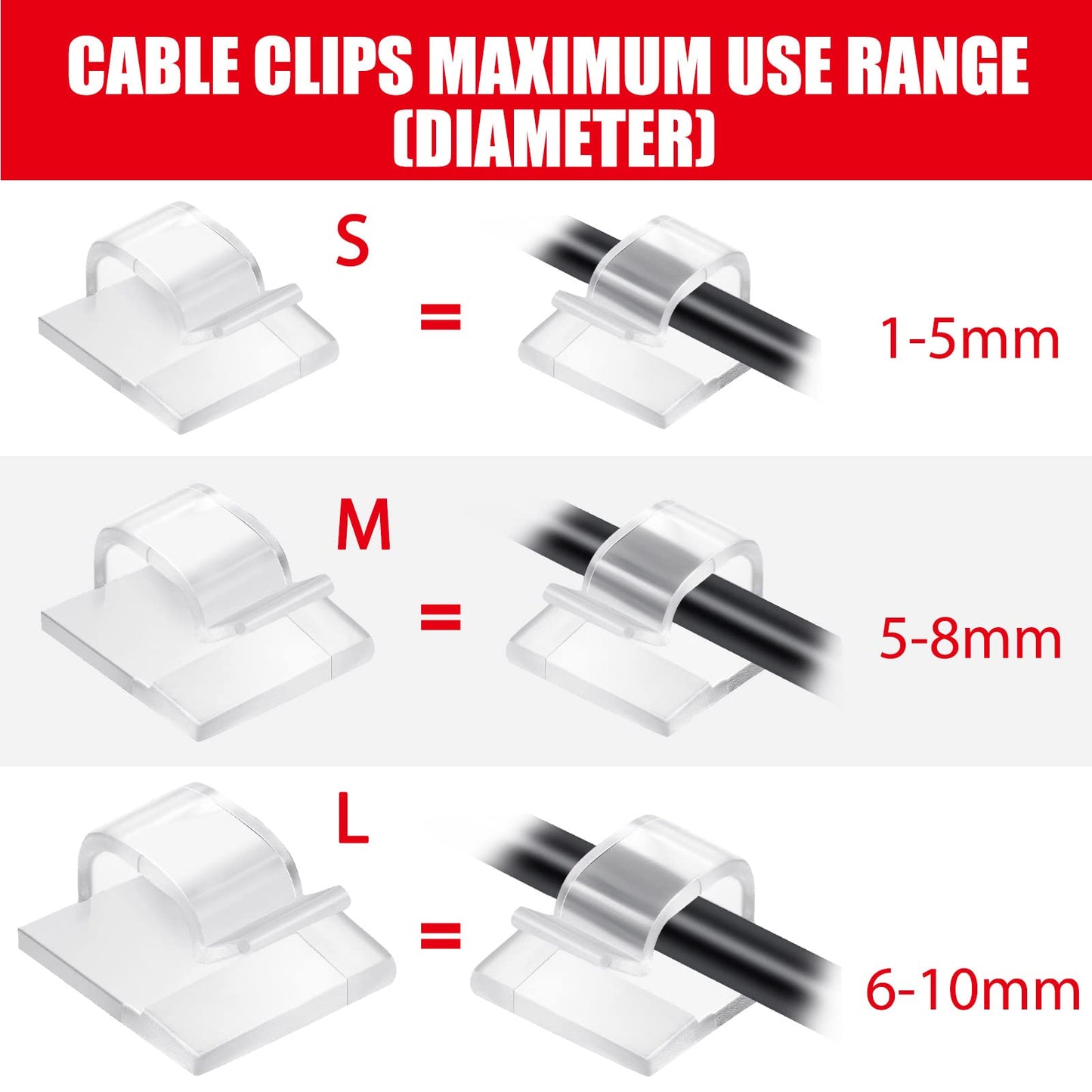 Blulu 100 Pcs Adhesive Cable Wire Clips, Outdoor Light Clips, Cord Management Wire Organizer Cord Holder for Holiday String Lights, Under Desk, Car