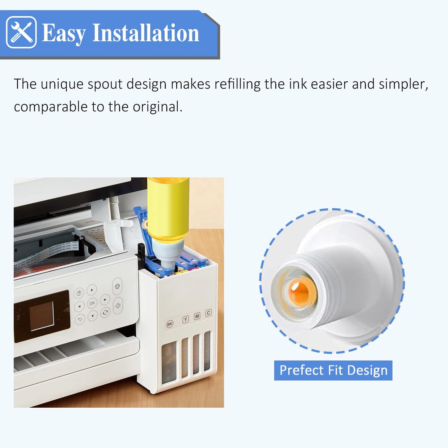 Sublimation Ink T522 Refilled Bottles Work with ET-2720 ET-2760 ET-2800 ET-15000 ET-2803 ET-2850 ET-3760 ET-4800 ET-4760 Inkjet Printer Heat Press