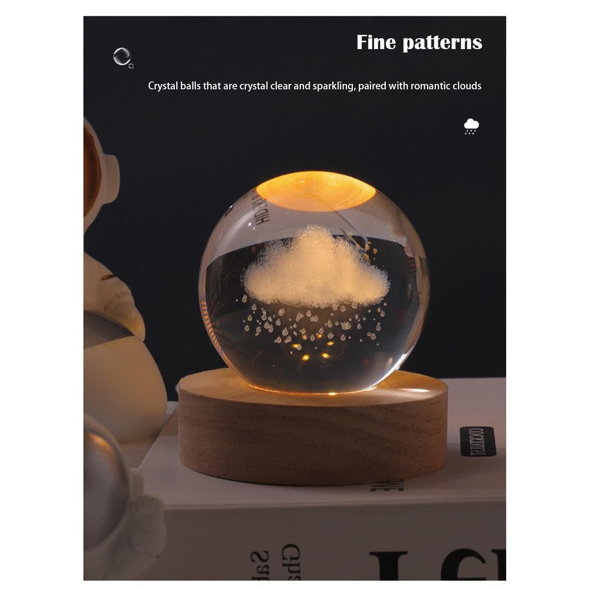 Lizihengpi 3D Crystal Ball Night Light Mood Lighting Cozy Comfort Gifts Home Decor lamp for Bedroom Space Lamps Happy Cozy Comfort Gifts (Love)