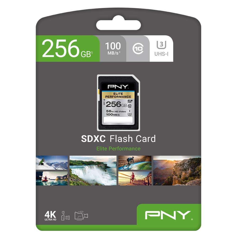 PNY 256GB Elite Performance Class 10 U3 SDXC Flash Memory Card - 95MB/s Read, Class 10, U3, 4K UHD, Full HD, UHS-I, Full Size SD