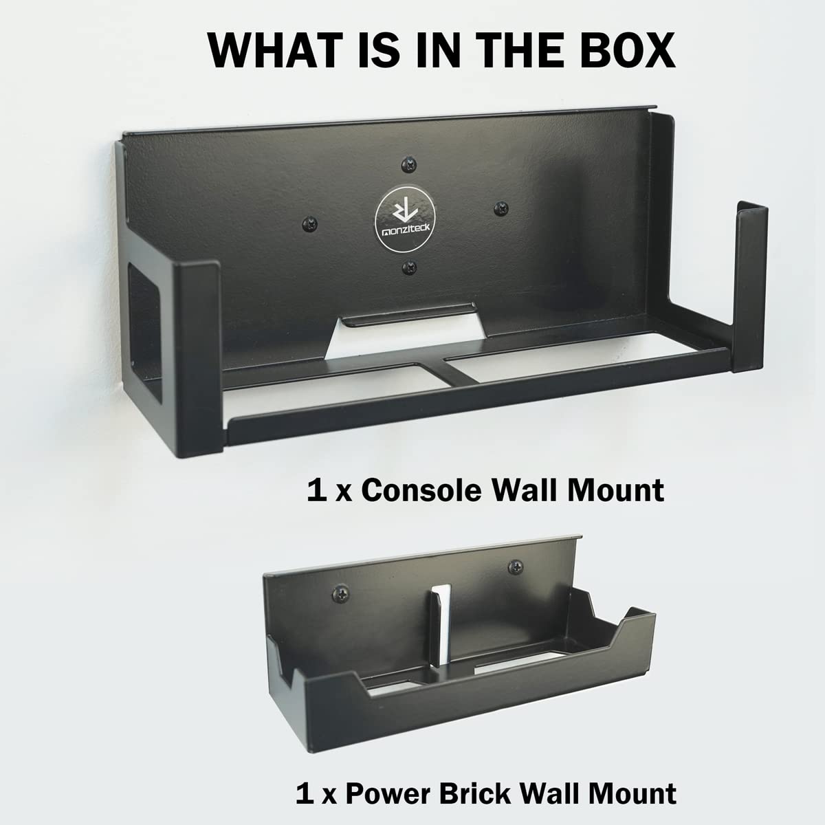 Monzlteck wall Mount for Xbox One Original | Includes Console and Power Supply Mount | Space-Saving Design | Heavy-Duty Metal Construction,Steel Wall