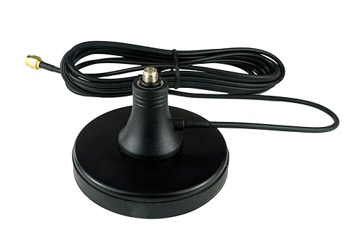 Proxicast Premium Extra Large 3-Inch Magnetic Antenna Base (SMA Jack/SMA Plug) - 6.5 Foot Coax Cable Lead - Mag Mount Stand for 4G / LTE Cellular