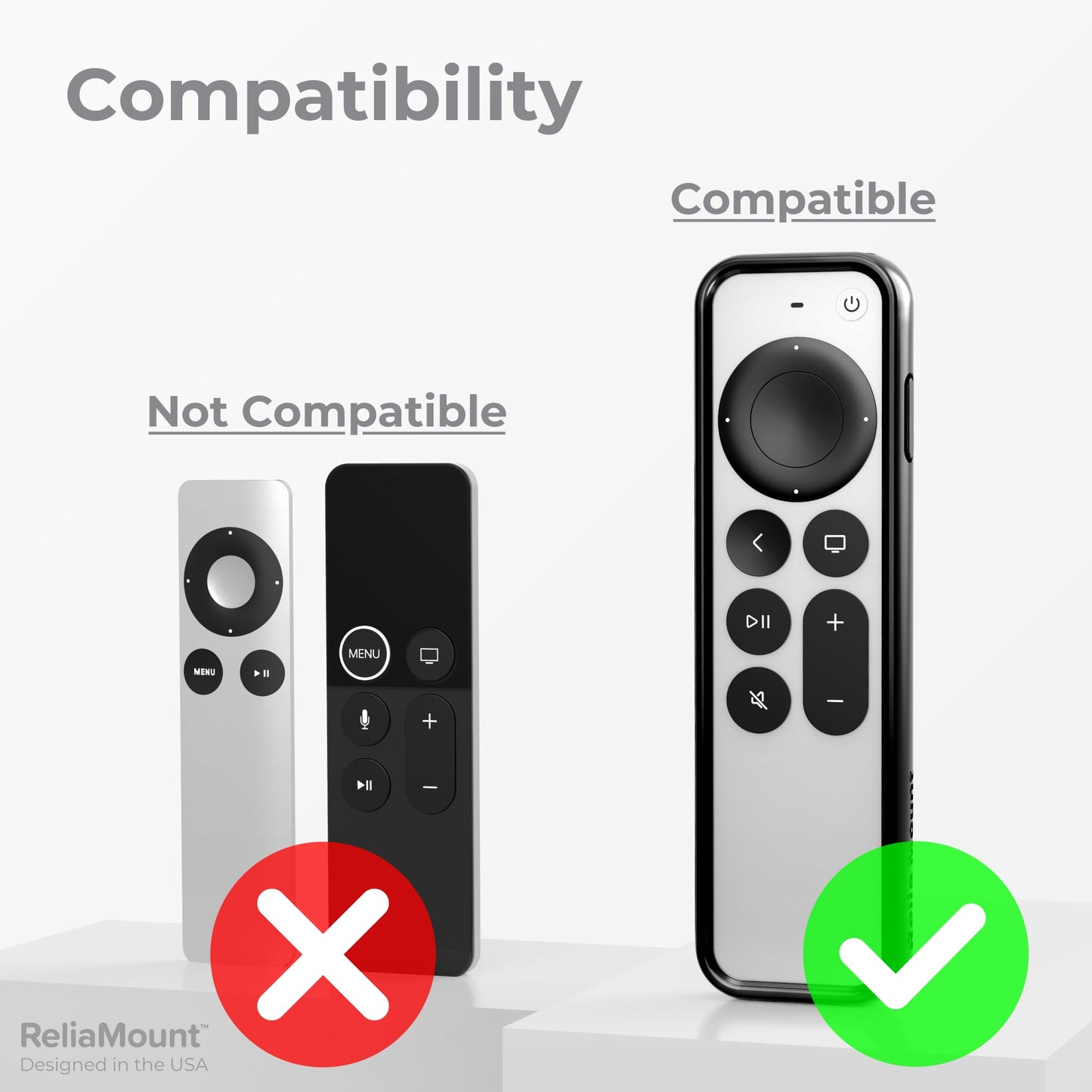 ReliaMount Case for Apple TV Remotes - Premium Drop Protection and Comfortable to Hold - Designed in USA (Premium Black with Soft Microfiber Lining)