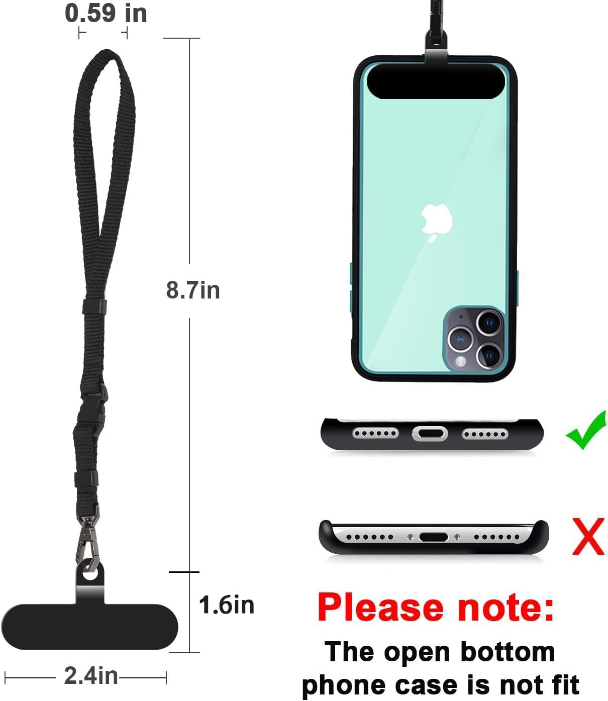 M MYECOGO Heavy Duty Phone Wrist Lanyard, 2 Pack Adjustable Cell Phone Lanyard Strap, Hand Wrist Strap Lanyard with Tether Tabs for Smartphones GoPro