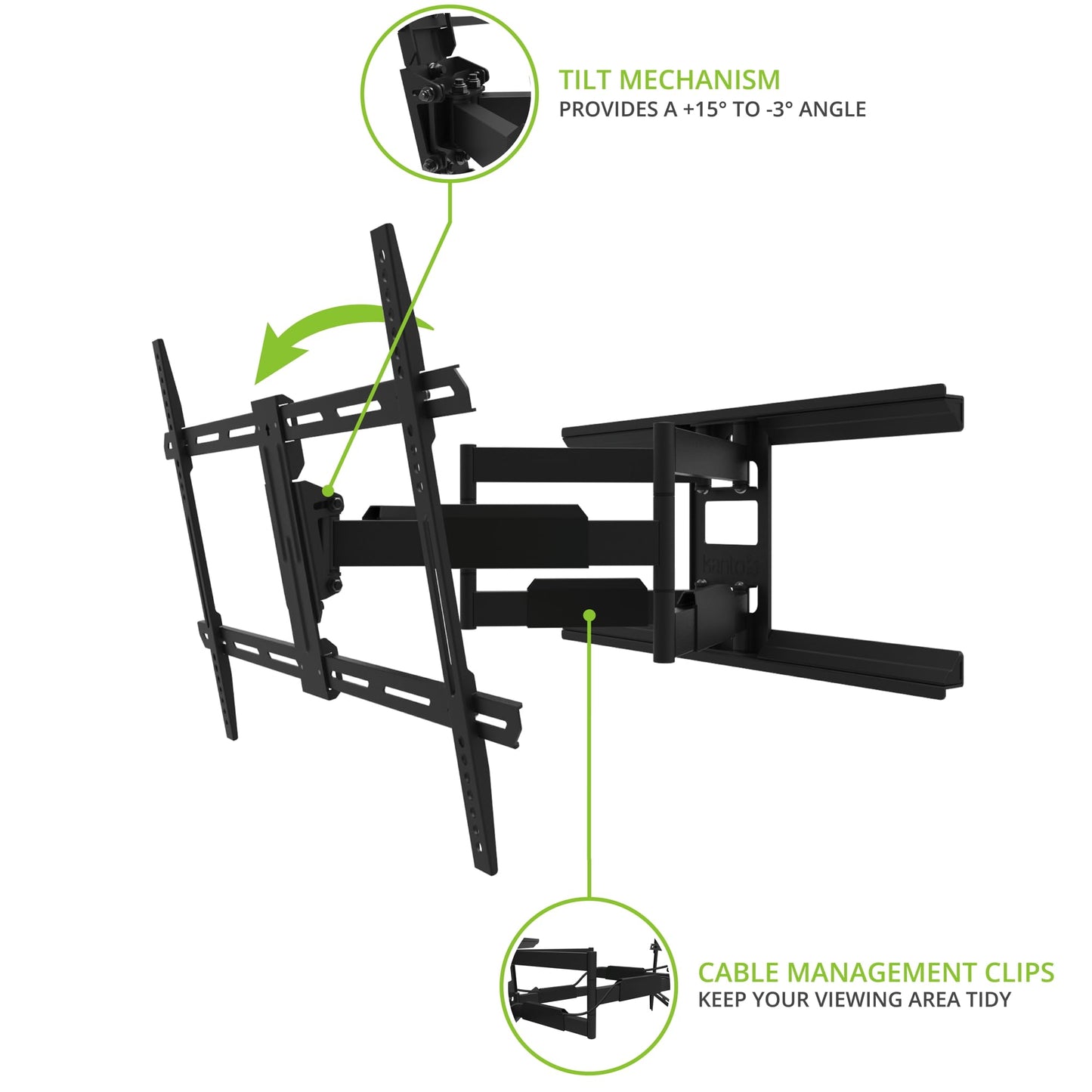 Kanto LDX690 Full Motion TV Wall Mount for 40" - 90" TVs | Black