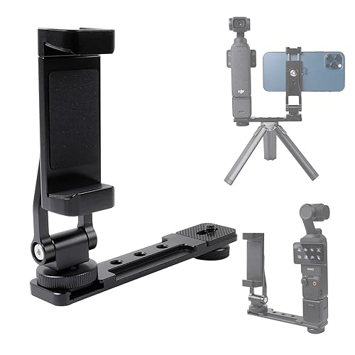Leenconghui Aluminium Alloy Phone Holder Mount for DJI Pocket 3, Cell Phone Holder Tripod Adapter Phone Clip Expansion Accessories with 1/4" Thread