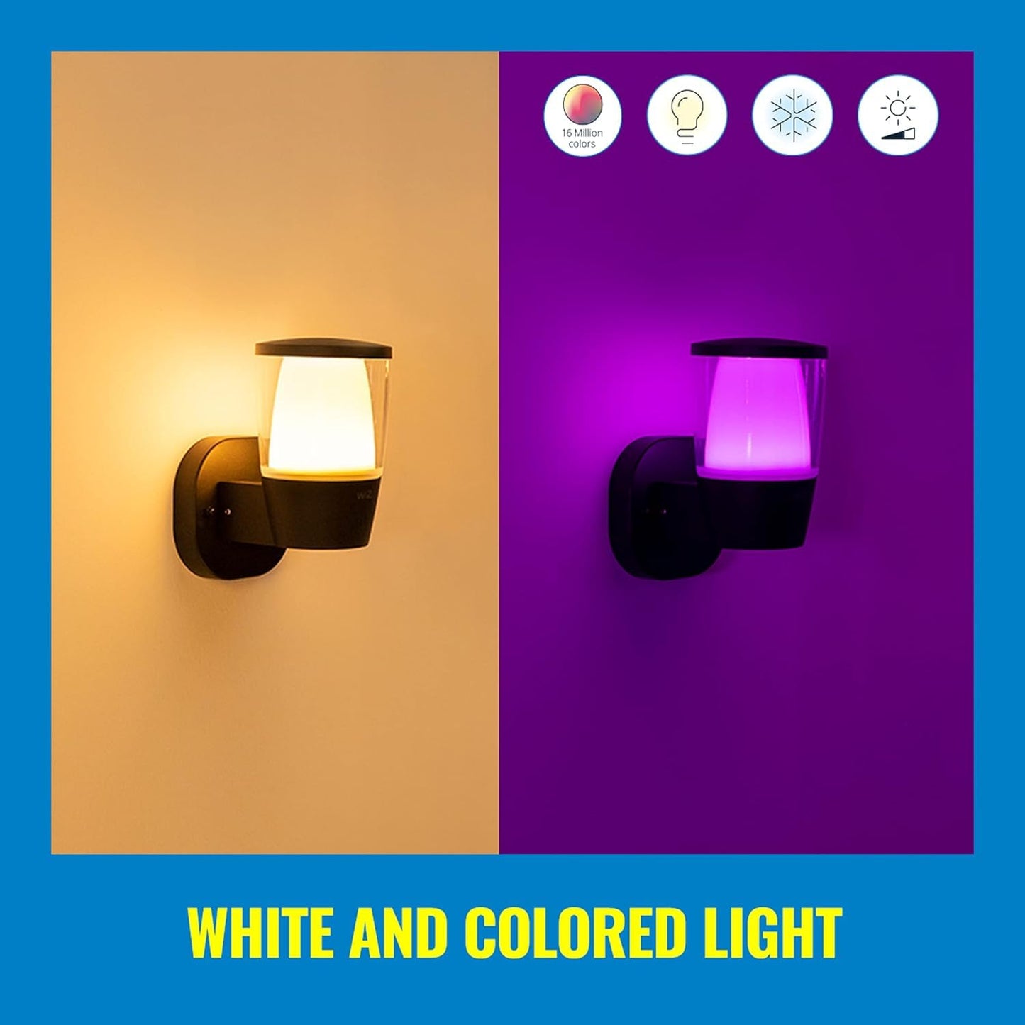 WiZ Connected Outdoor Light Fixture - Smart Wi-Fi Wall Light - Outdoor LED Porch Light - 16 Million Colors - Compatible with Alexa, Google Assistant