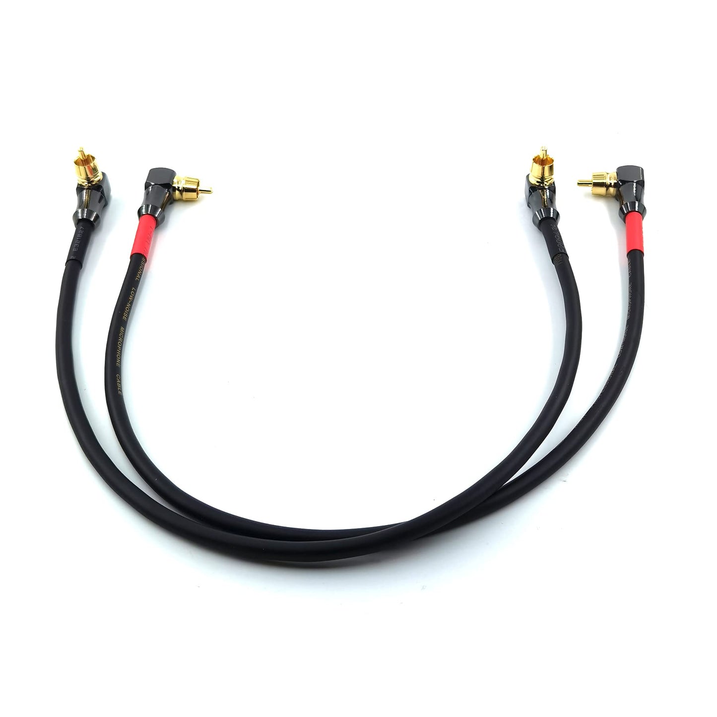 WJSTN 90 Degree Right Angle RCA Cable RCA to RCA Audio Cable Stereo Audio Cable for Home Theater, HDTV, Amplifiers, Hi-Fi Systems 1.5FT 2pack
