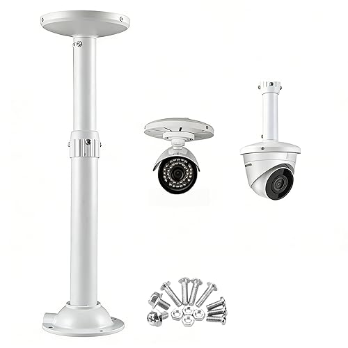 V-FiabilidadI-Shaped Telescopic Security Camera Mount Bracket - Adjustable 11.8-23.6 Inches, Universal Ceiling/Wall Mount for Dome CCTV/IP Cameras