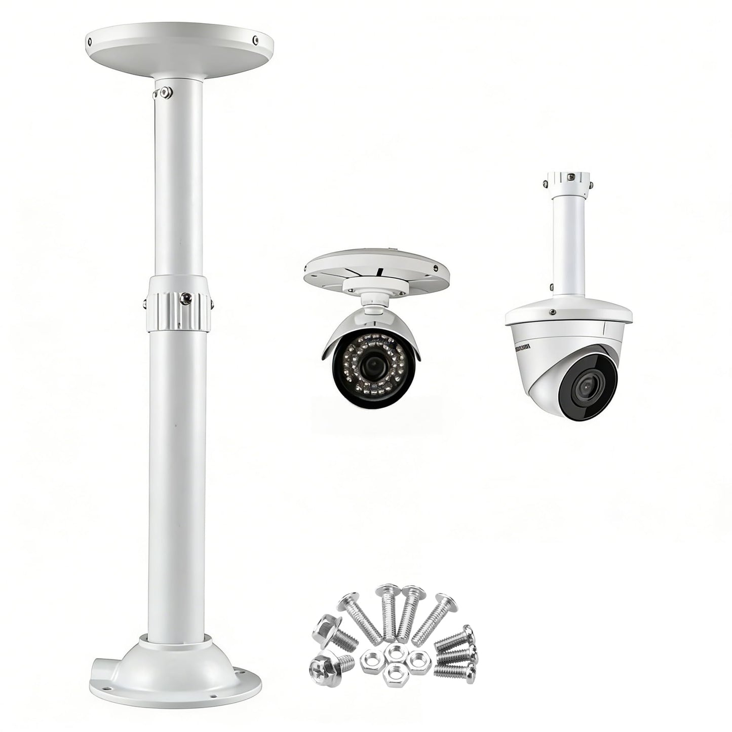 V-FiabilidadI-Shaped Telescopic Security Camera Mount Bracket - Adjustable 11.8-23.6 Inches, Universal Ceiling/Wall Mount for Dome CCTV/IP Cameras