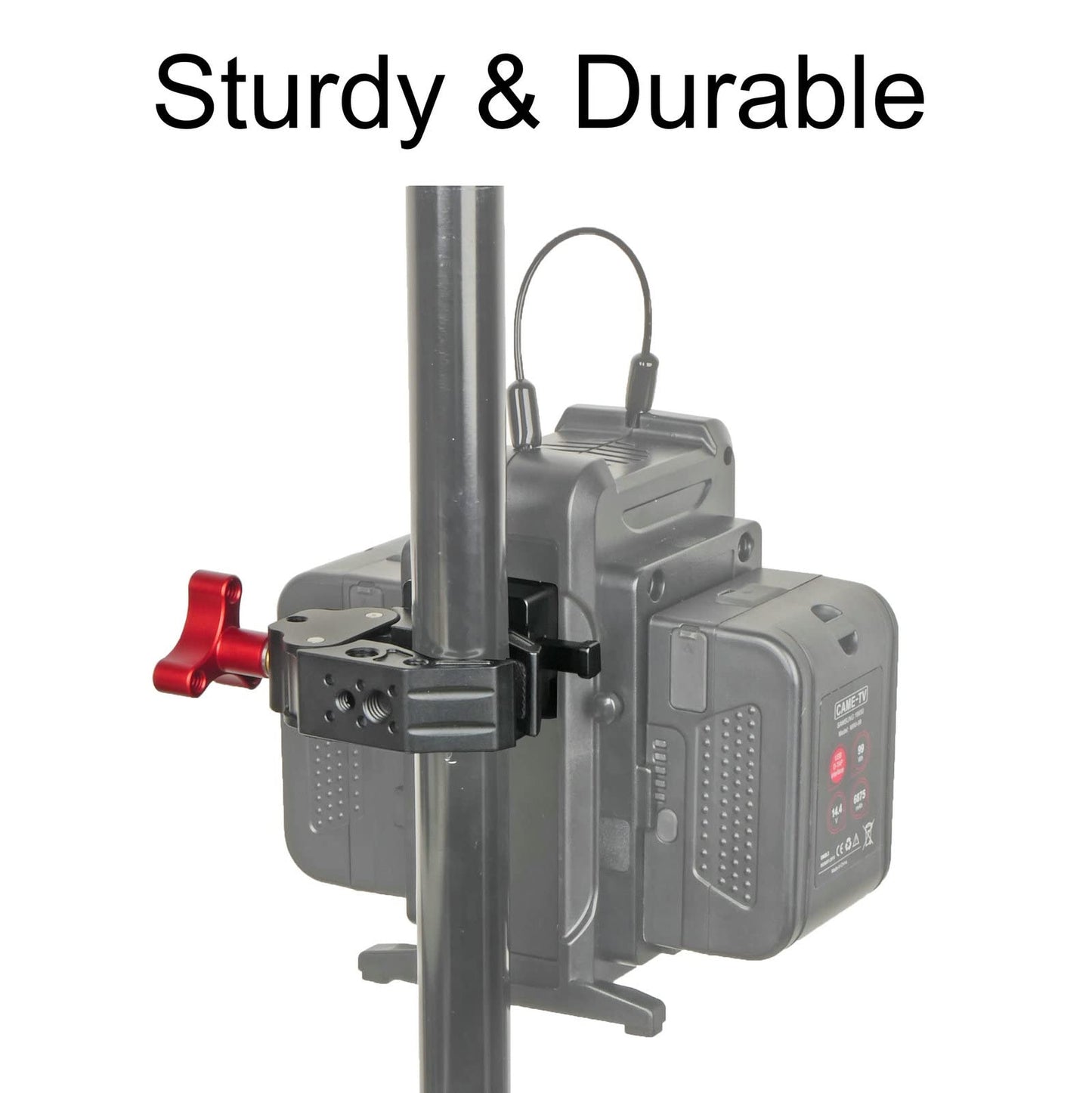Came-TV V-Mount Battery Clamp Large Open Angle and Solid Structure Adapter with 1/4 and 3/8 inches Screw Holes Mounting to Light Stand or Tripod