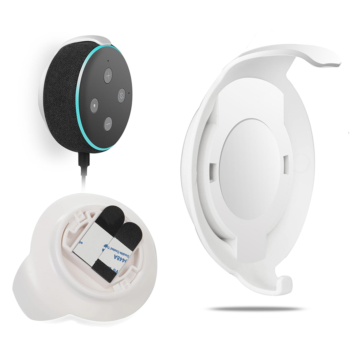 WIDEPLORE Echo Dot Wall Mount Holder for Echo Dot 3rd Generation, Space-Saving Accessories with Built-in Cable Management and Sticking Tape or Drill