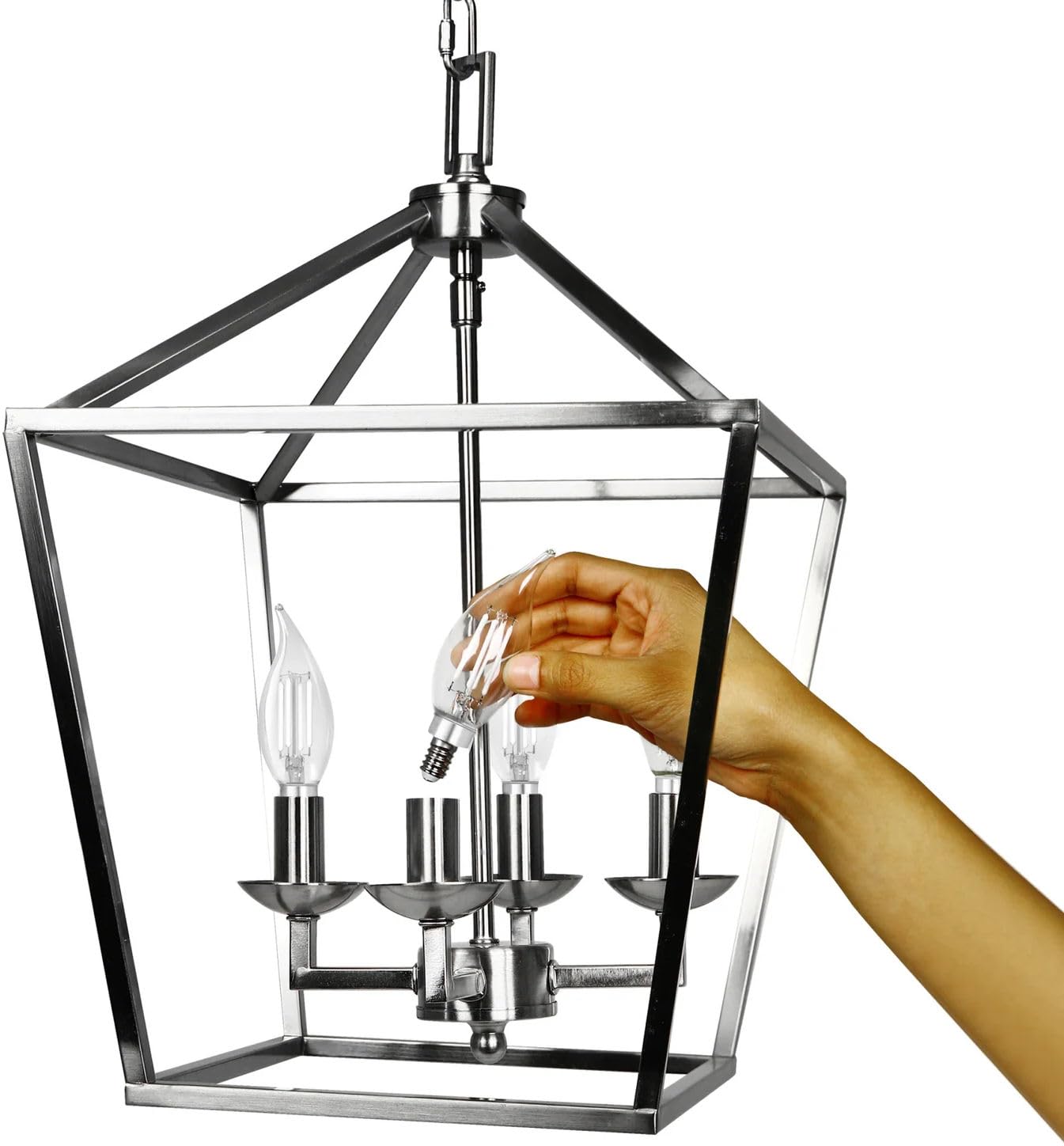 Feit Electric BPCFC60950CAWFIL/4 Daylight Flame Tip Exposed White Filament LED Bulb, Box of 4 Bulbs; 5.5W; 60W Equivalent; E12 Base; 5000K; 90 CRI