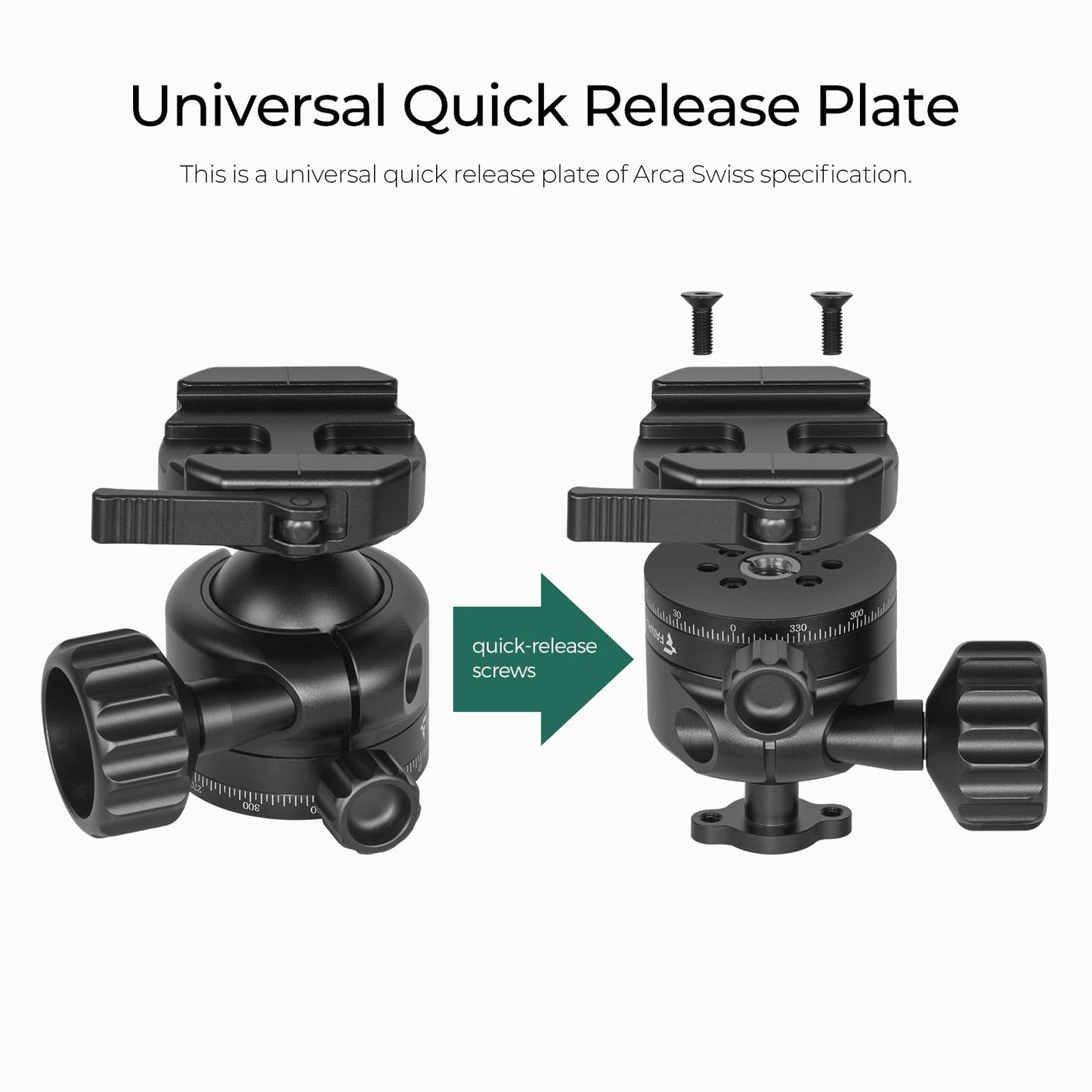 FANAUE XB-40T Tripod Ball Head Mount Compatible with Arca Swiss Quick Release Plate 3/8" Thread Mount 360 Panorama Rotation for Tripod Monopod DSLR