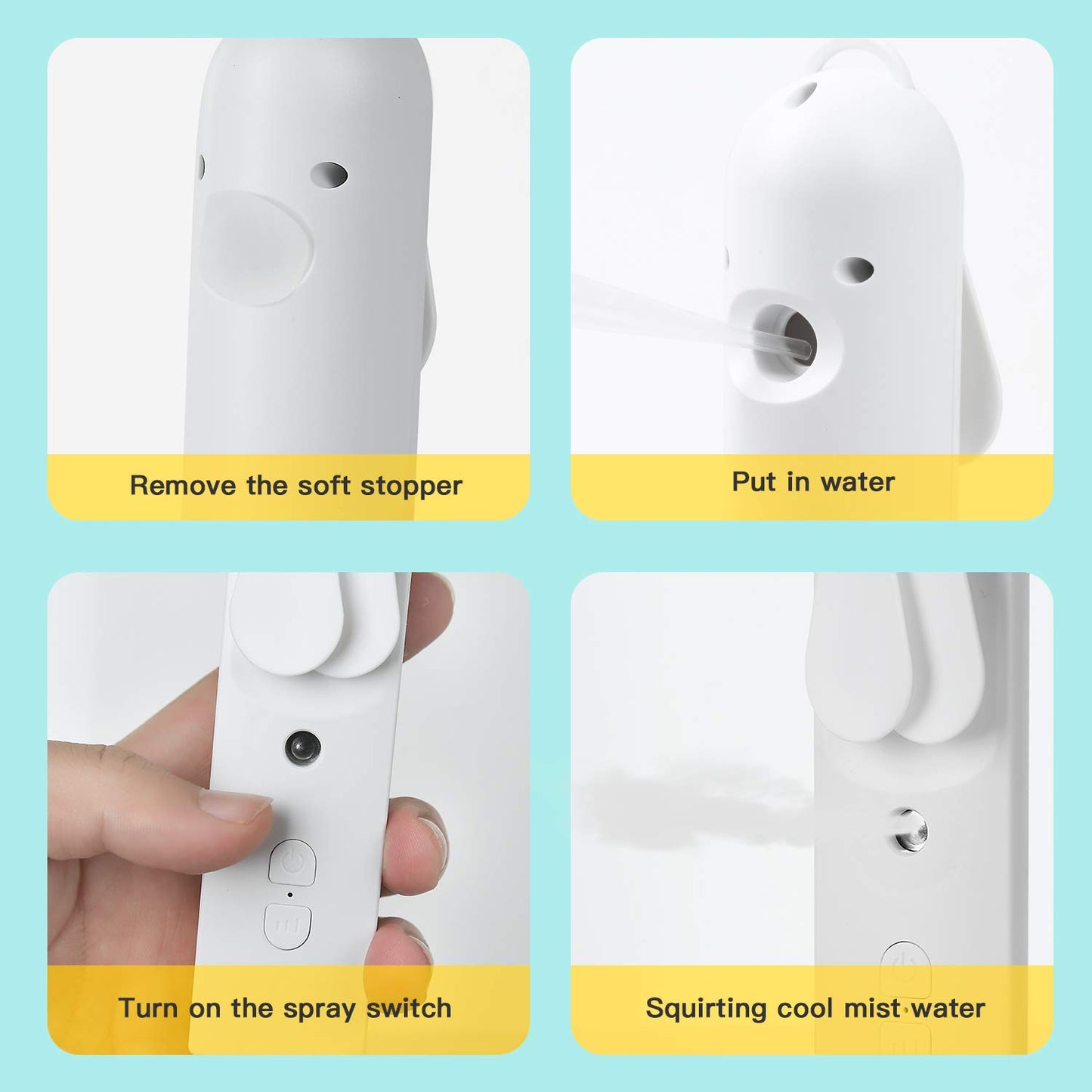 Orapink Rechargeable Handheld Misting Fan with Water Spray, 2 Speeds