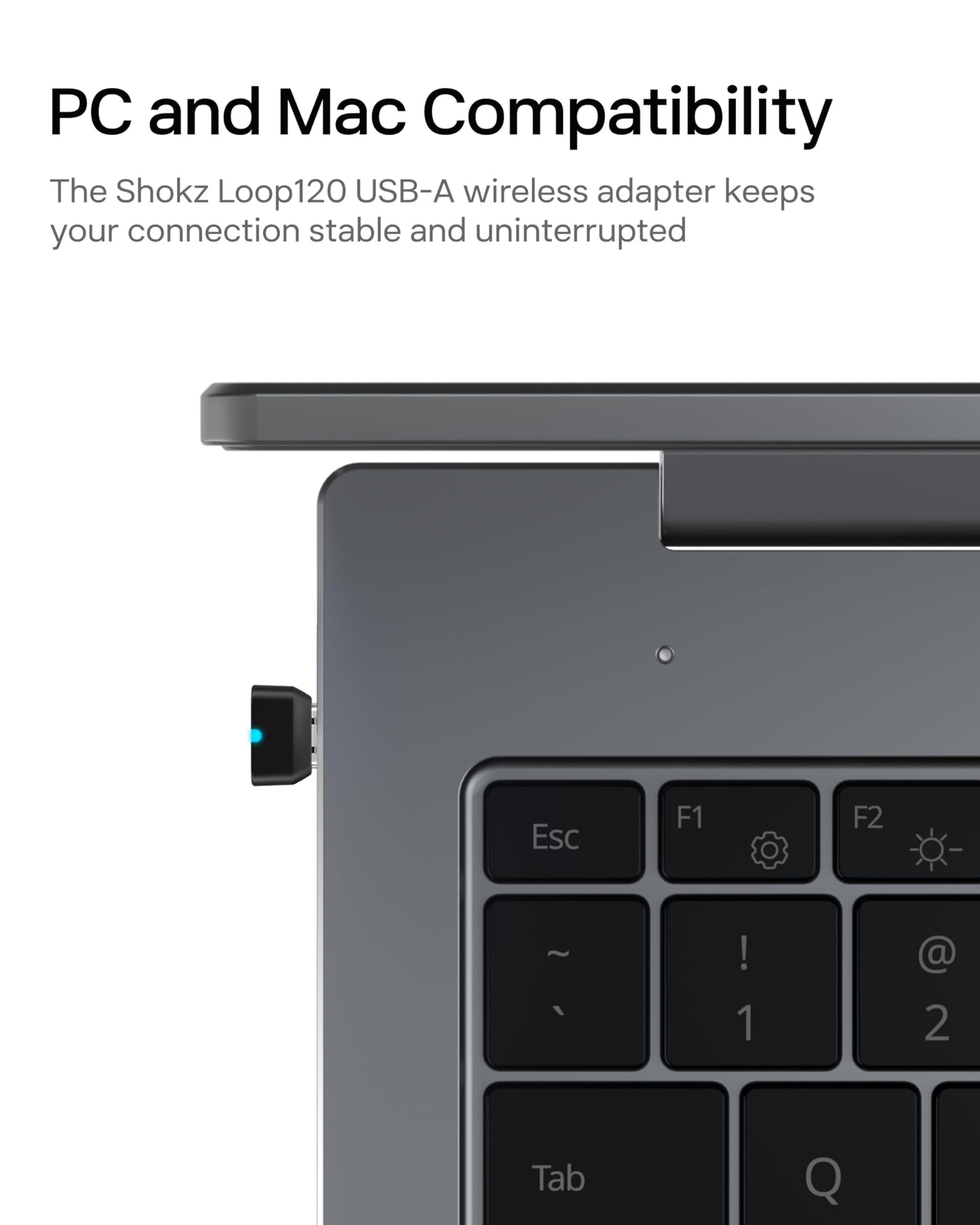 SHOKZ Loop 120 USB C Wireless Adapter - Designed for OpenComm2 & OpenMeet, Bluetooth Dongle Receiver Compatible Bone Conduction Headsets