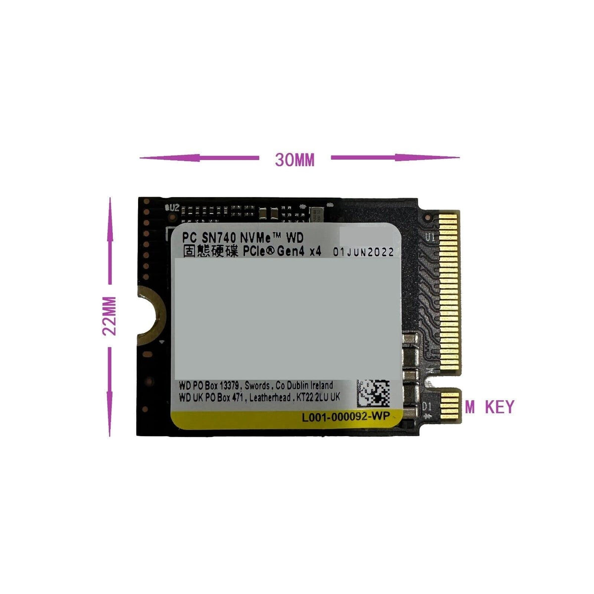 WD SN740 256GB SSD M.2 2230 30mm NVMe PCIe 4.0 Gen 4 x 4 (OEM)