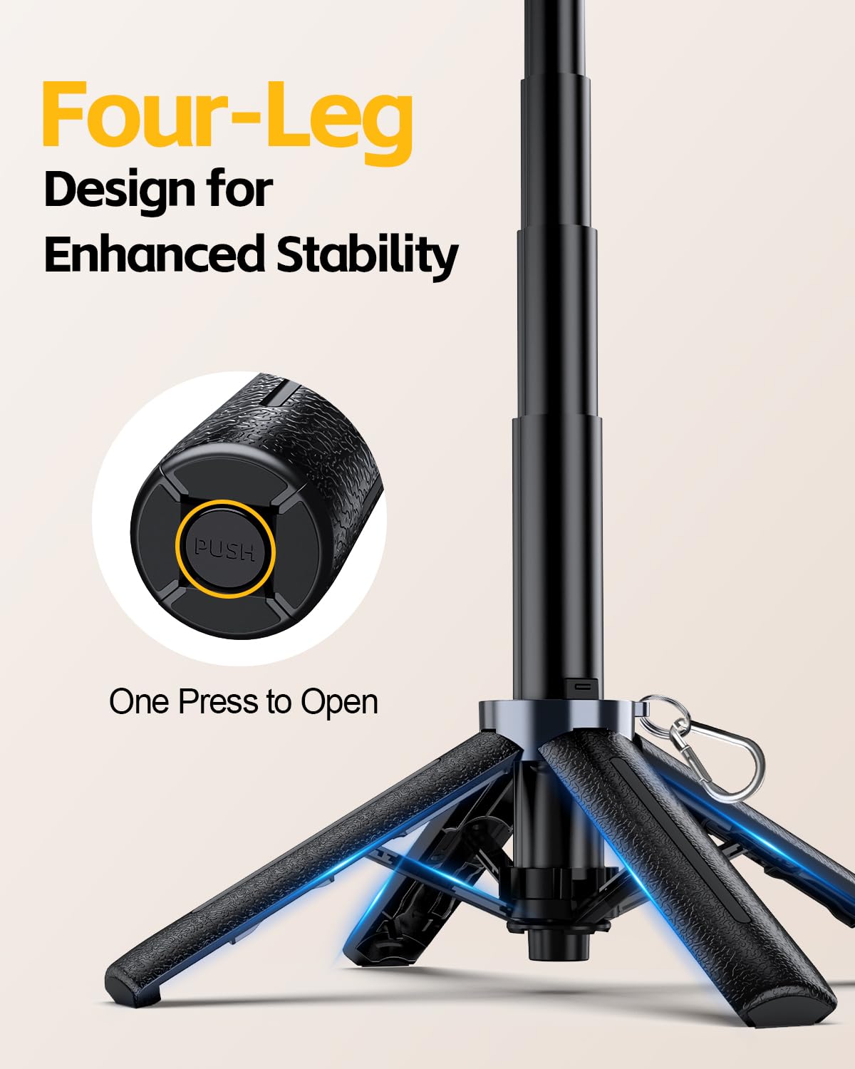 UBeesize Mini Selfie Stick Tripod with Rechargeable Remote - Pocket-Size Travel Phone Stand w/Hook, 360° Rotating Holder, Lightweight Tripod