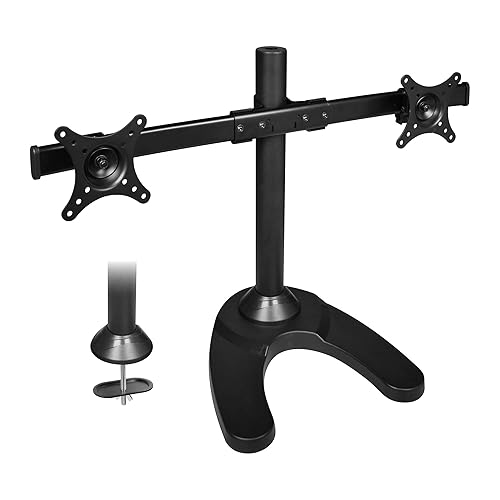 SIIG Accessory CE-MT1712-S2 Side-by-Side Dual Monitor Desk Stand 13inch to 27inch Retail,Black
