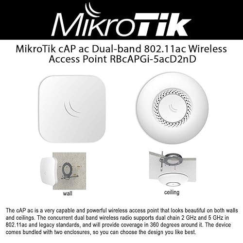 Mikrotik Cap ac RBcAPGi-5acD2nD-US Dual-Band Wireless Access Point 2.4 / 5GHz 802.11ac with Two Gigabit Ethernet Ports