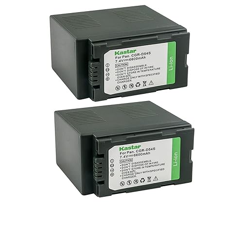 Kastar 2-Pack CGR-D54 Battery Replacement for Panasonic CGA-D54Pro, CGR-D54S, CGR-D54SE Battery, AG-B23P, DE-A20, DE-A88C, VSK0581 Charger, HDC-Z10000