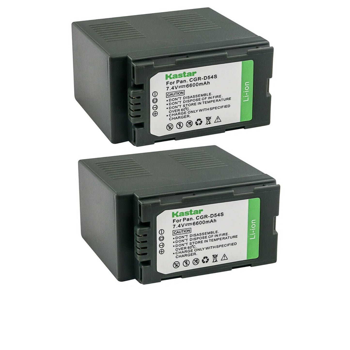Kastar 2-Pack CGR-D54 Battery Replacement for Panasonic CGA-D54Pro, CGR-D54S, CGR-D54SE Battery, AG-B23P, DE-A20, DE-A88C, VSK0581 Charger, HDC-Z10000