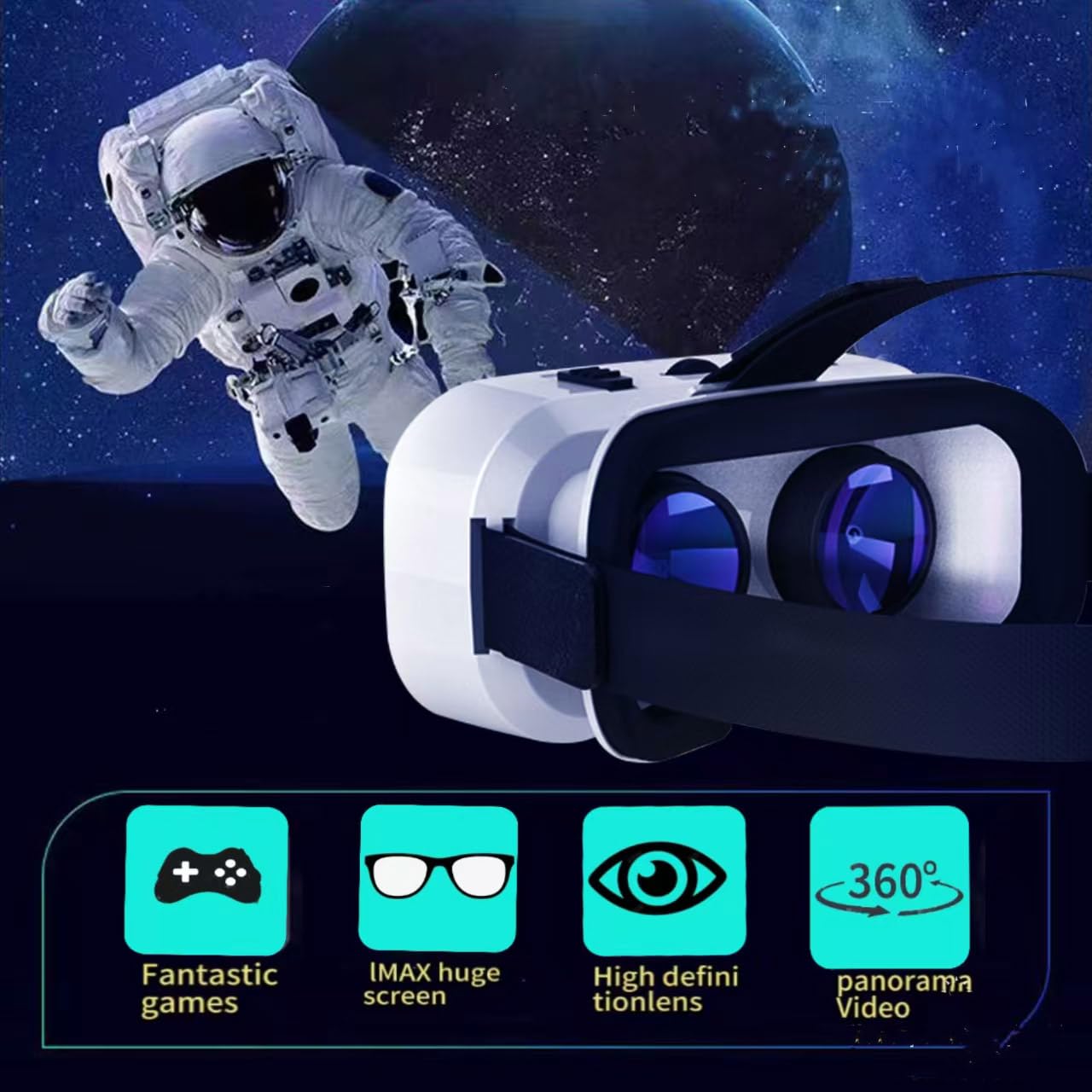 3D VR Glasses for Virtual Reality Headset Compatible with iPhone and Android Devices 4.7 to 6.5 inches Comes with Controller Ideal for Mobile Gaming