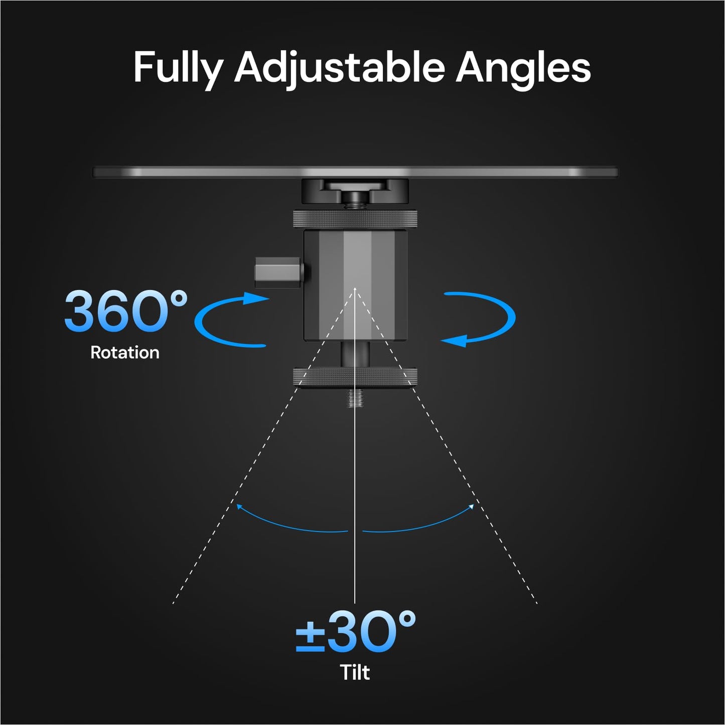 Valerion Ceiling Mount Conversion Plate for Existing 4-Leg Mounts, No-Damage Upgrade with 360° Rotation & ±30° Tilt, Anodized Aluminum, Supports up