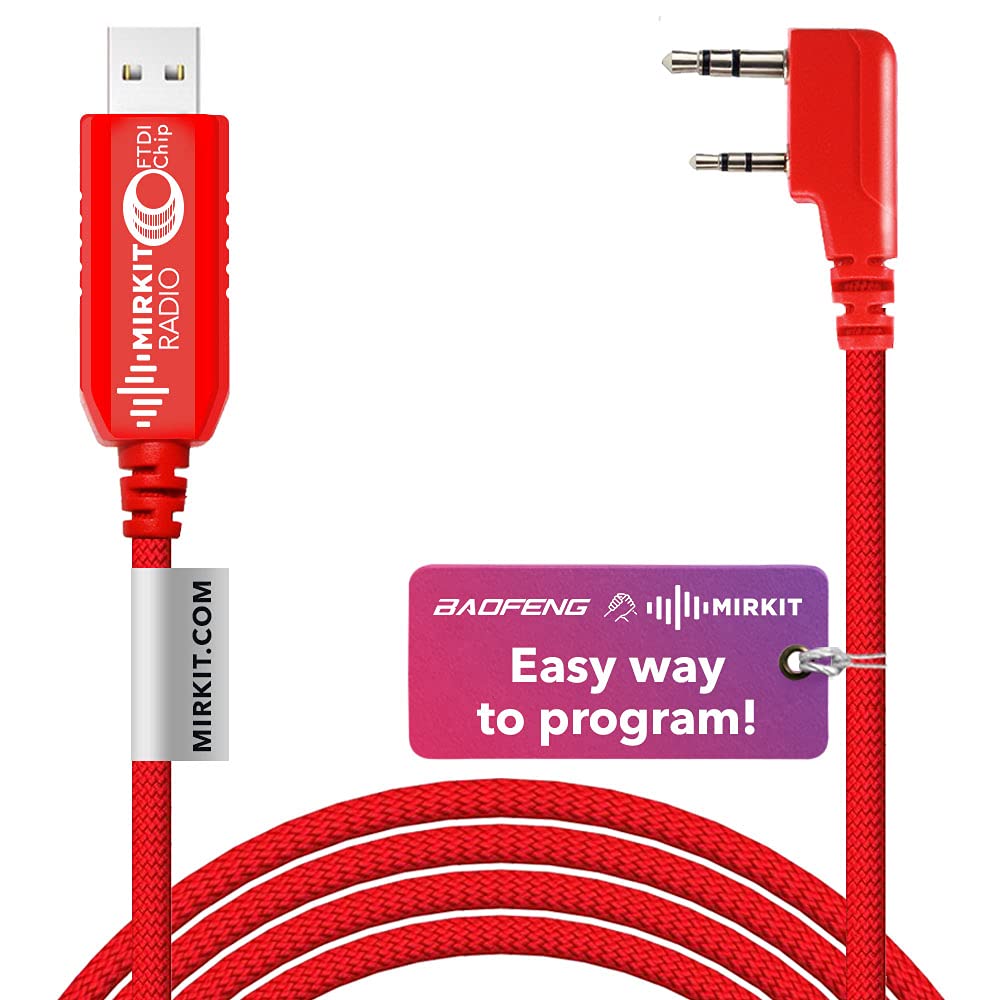 MIRKIT FTDI USB Programming Cable Model 3 Red for Flashing Analogue Ham Radio: Baofeng, Wouxun, Kenwood, Archell, Retevis