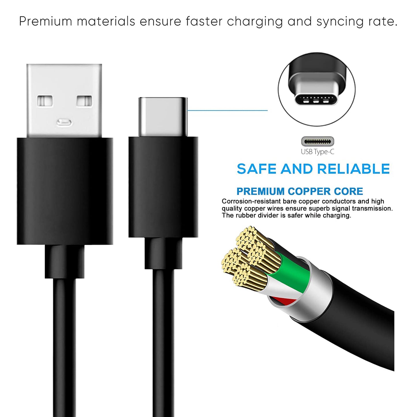 USB-C Charger Cable Fast Charging Cable Power Cord for TOZO T12 A1 A2 Mini A3 PA1 T9 T9S T10 T12 Pro G1 NC9 NC7 NC2 W1 W3 W8 PB1 PB2 PB3 C1 Wireless