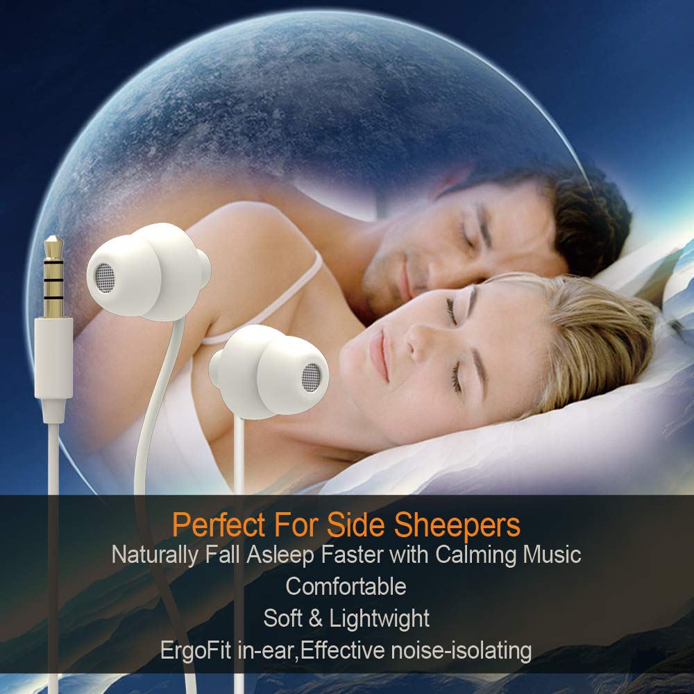 MAXROCK Sleep Earbuds, Ultra-Soft Comfortable Noise Isolating Earplugs Workout Headphones in-Ear Earphones w/Mic & Volume Control - Perfect for Side…