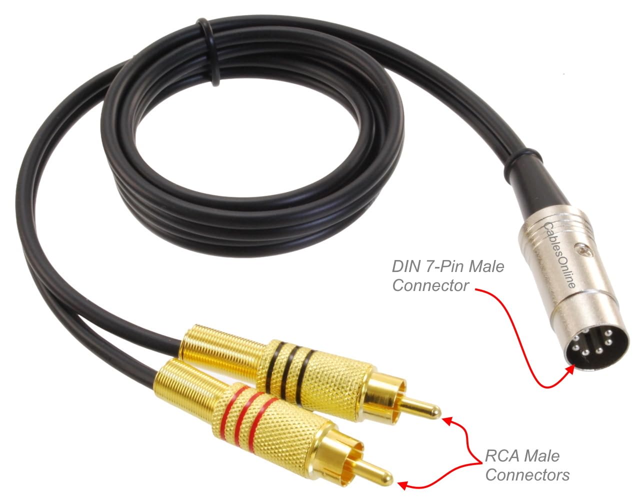 CablesOnline, 3ft 7-Pin Din Male to 2-RCA Male Professional Grade Audio Cable for Bang & Olufsen, Naim, Quad...Stereo Systems, BO-2703K
