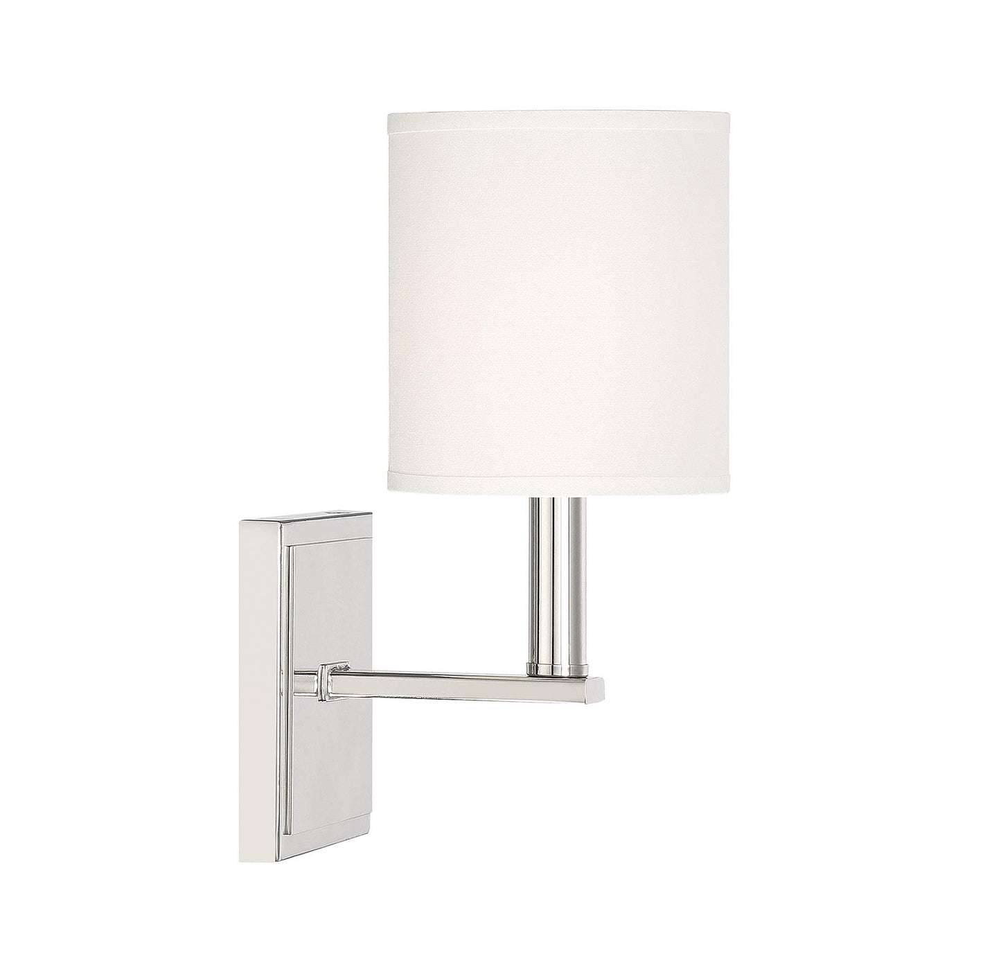 Savoy House 9-1200-1-SN Waverly Modern Farmhouse White Fabric Wall Sconce, 1-Light 60 Watt, 11" H x 5" W, Satin Nickel