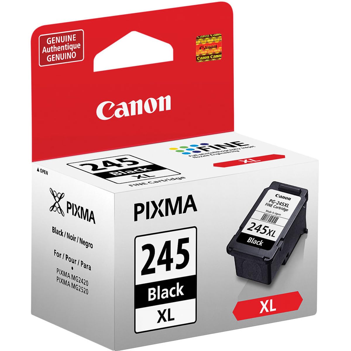 Canon 2 Pack PG-245 XL High Capacity Black Ink Cartridge for PIXMA MG Printers - 12ml