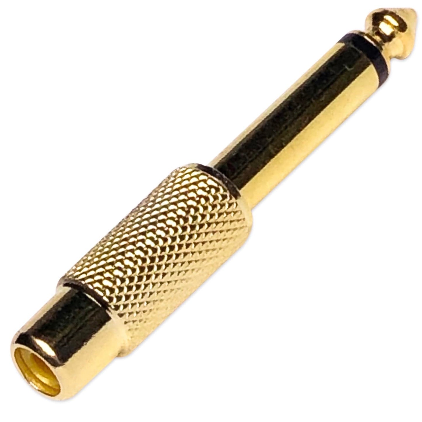 6.35mm 1/4" TS Plug to RCA Female Jack Adapter Connector - 6.35mm Mono Male to RCA Female, Gold-Plated, 10 Pack