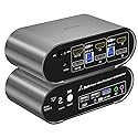 Terived HDMI(4K144Hz)&DP(4K60Hz) Monitor KVM Switch 4K60Hz, Audio Microphone hotkey with Cables