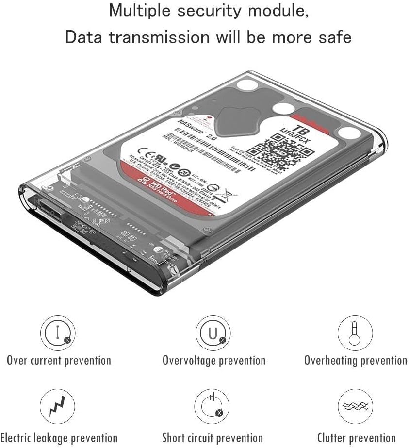 Reletech 2.5” Type-C External Hard Drive Enclosure USB C 3.1 Gen2 6Gbps to SATA III 7/9.5mm External HDD/SSD Case Tool Free Support UASP Up to 4TB