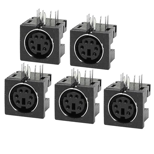 uxcell 5 Pcs Replacement S-Video 6 Pin Female PCB Mount Mini Din Sockets