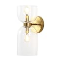 SAFAVIEH Home Collection Solyn Clear & Brass 2-Light Wall Sconce Light Fixture Set of 2 (LED Bulbs Included)