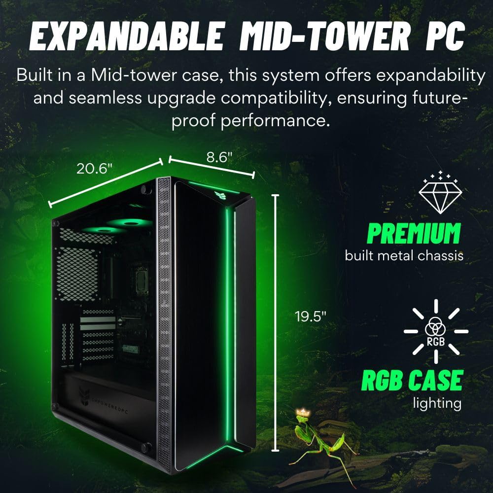 Computer Upgrade King Mantis V2 ATX Gaming Case: Superior Cooling with 6 Pre-Installed ARGB PWM Fans (600-2000rpm), Vented Aluminum Front Panel, 403mm